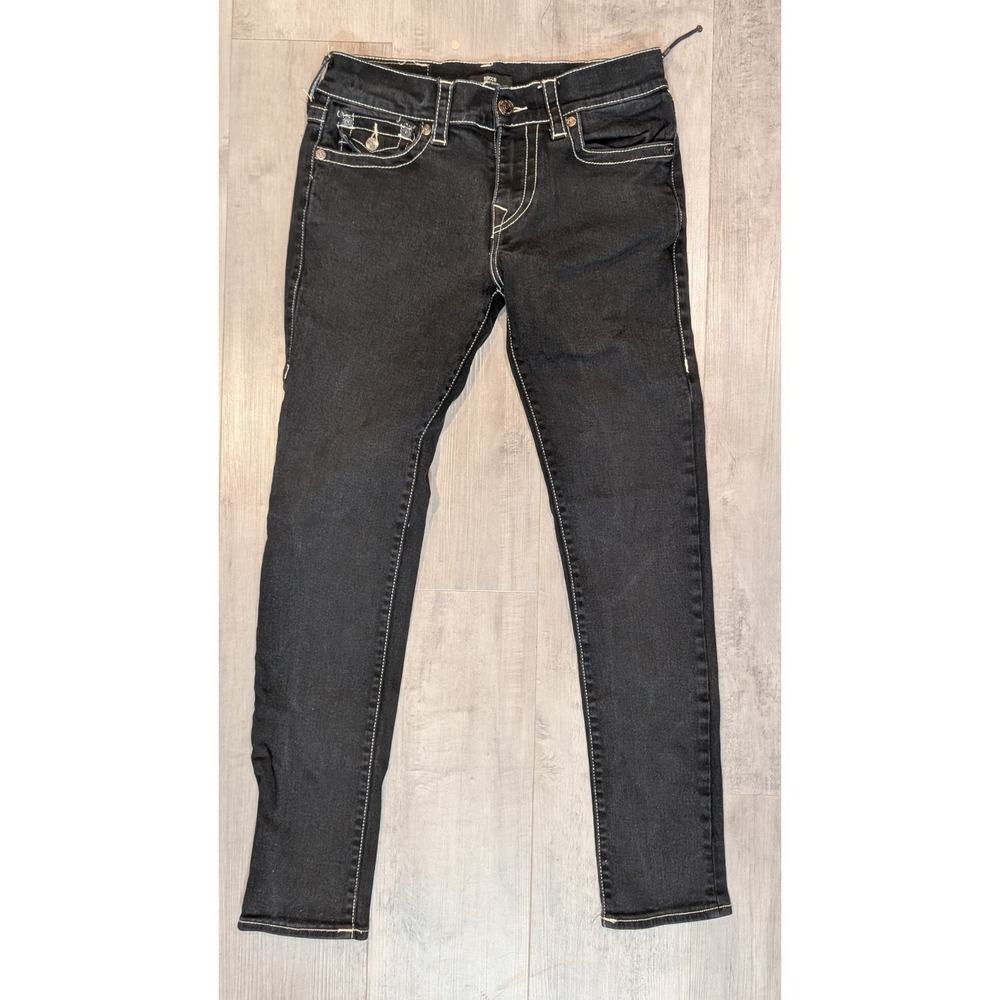 True Religion Rocco  NWOT Relaxed Skinny Jeans Black White Stitch Men's Size 29